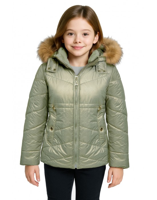 Girls Jacket Quilted Ocean Green